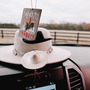 Black and Stone Cowboy Hat Rearview Mirror Charm
